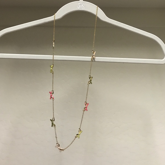 Kate Spade pink and green bow necklace