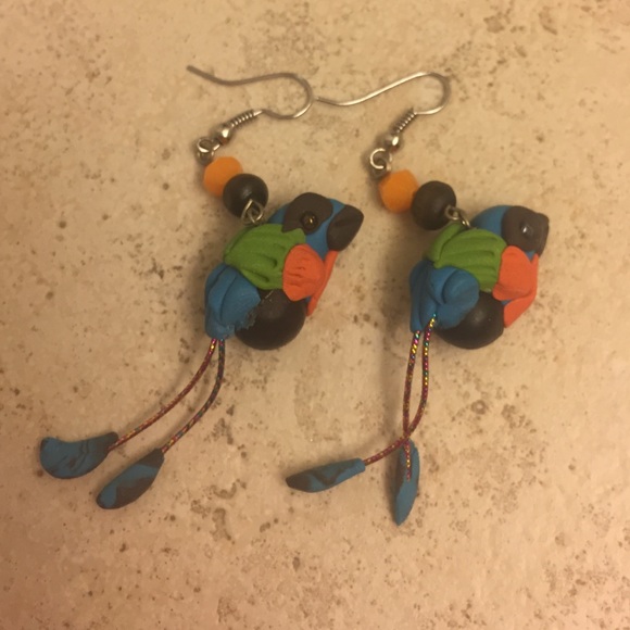 Handmade tropical bird earrings