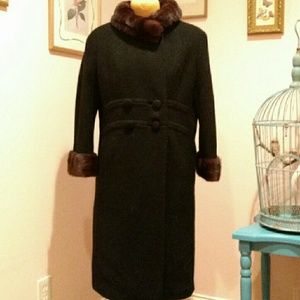 Vintage Ladies Mink Trimmed Coat