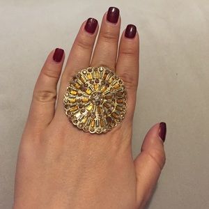 Bebe round large vtg jeweled ring fits all sizes