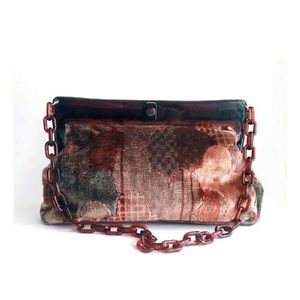 SOLD 1940s French Velvet Tapestry Frame Bag Purse