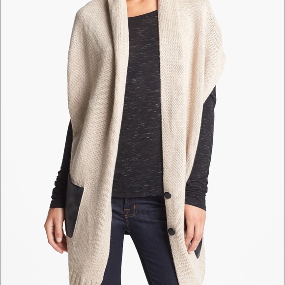 Nordstrom Long Sweater with Faux Leather pockets - Picture 3 of 3