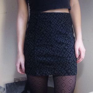 Green Patterned Miniskirt
