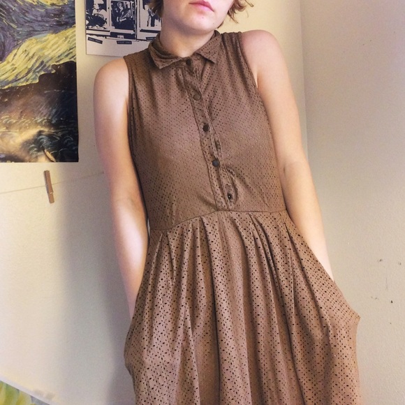Suede Collared Dress