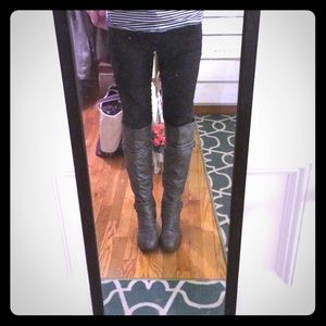 Tall faux leather gray boots