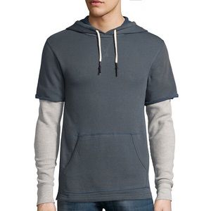 NEW Dusty Grey Layered Short Sleeve Hoodie szM