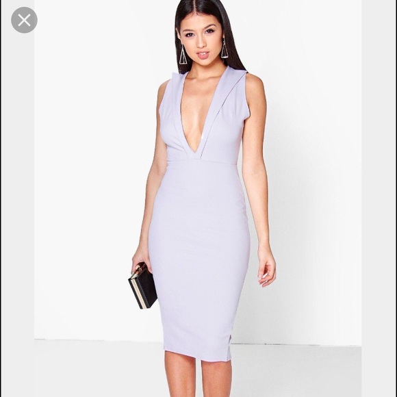 New Years  Plunge Bodycon Dress Midi