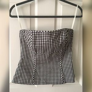 NWOT Gingham Bustier with Removable Straps