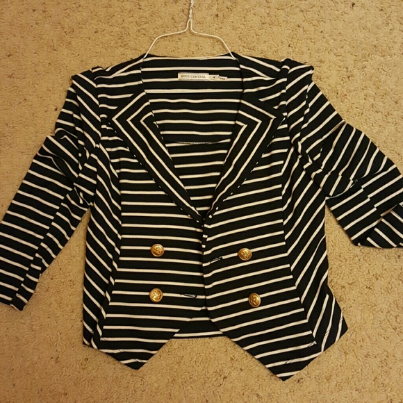 Navy and white crop shirt