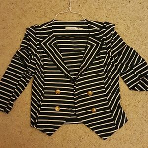 Navy and white crop shirt