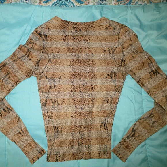 Express XS tan/gold cardigan sweater - Picture 4 of 4