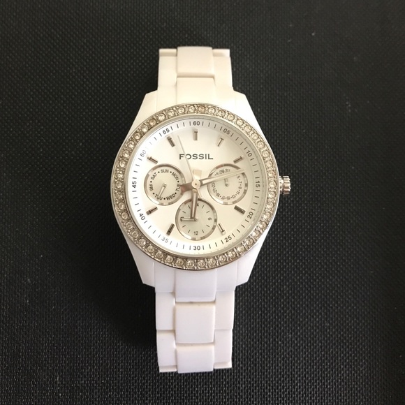 White Fossil watch