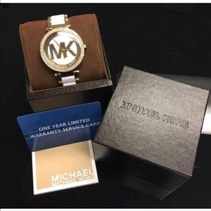 Michael Kors Crystal Bezel White Two-Tone Watch
