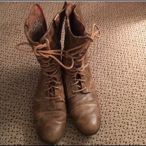 Brown combat boots