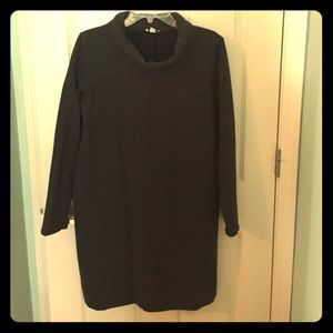 Dark charcoal grey turtleneck tunic dress