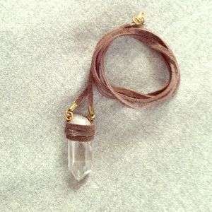 Handmade Crystal Pendant Necklace with Suede Chain