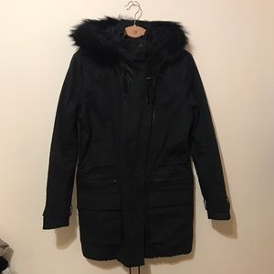 Vince Parka fur collar black small nwot