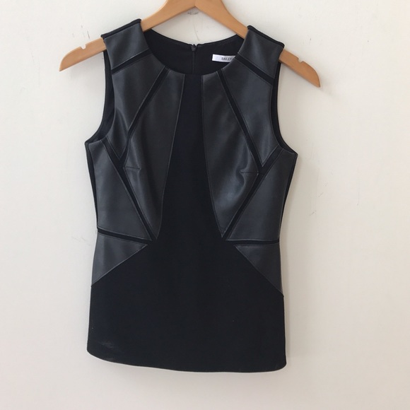 FLASH SALE Black Top with Leather Accents