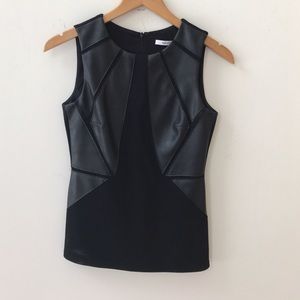 FLASH SALE Black Top with Leather Accents