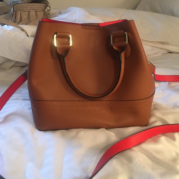Brown Bucket Bag w/ Red Lining