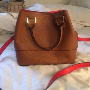 Brown Bucket Bag w/ Red Lining