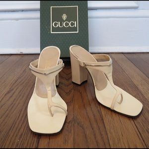 GUCCI open toe leather heels w/ horsebit