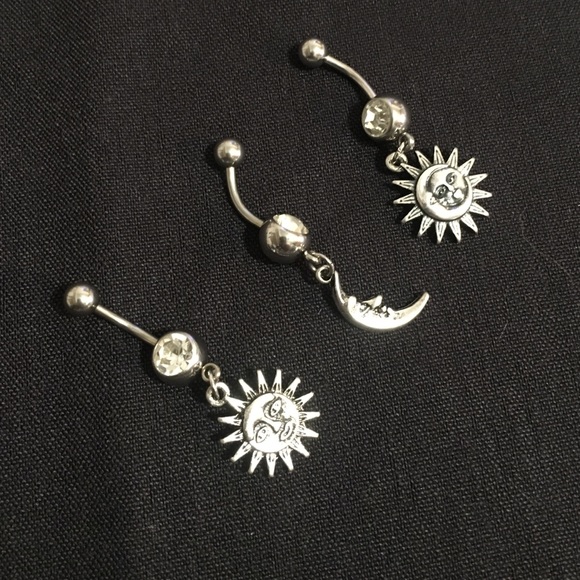 Sun and moons belly ring set
