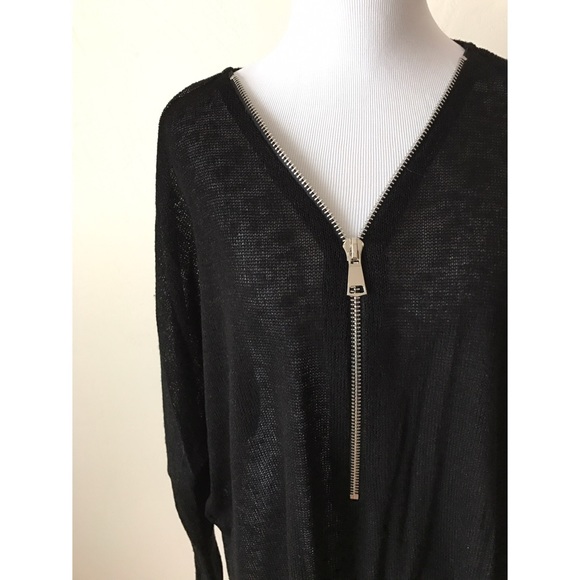 Last One • Cozy Black Zip Up Dolman Top - Picture 2 of 2
