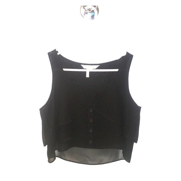 Sheer black buttoned crop top