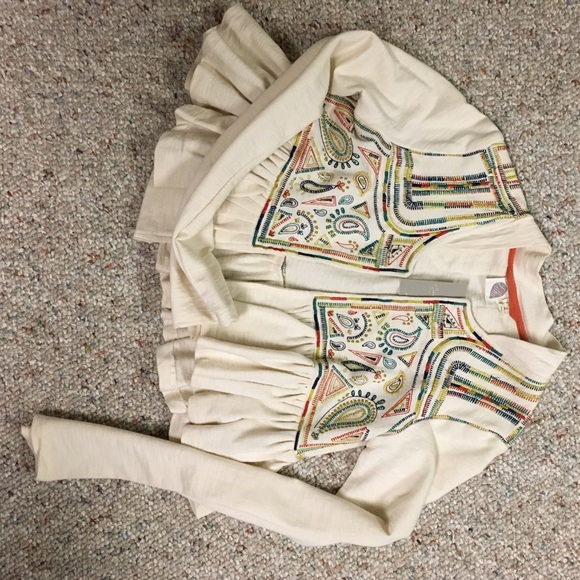Embroidered Anthropologie Cropped jacket