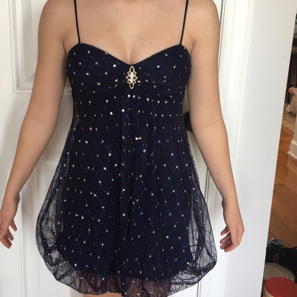 Dresses & Skirts - Navy Blue silver formal prom dress B Darlin 3/4