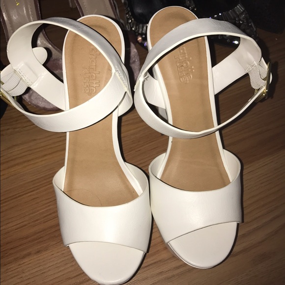White ankle heels
