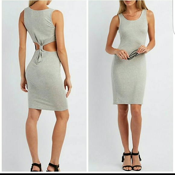 Charlotte Russe Dresses & Skirts - Gray Cut Out Knot Back Bodycon midi Dress g3