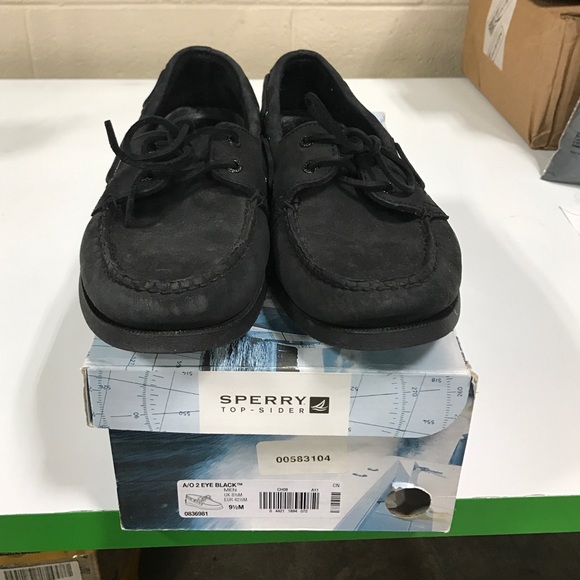 All black Sperry topsider 2 eye black top sider