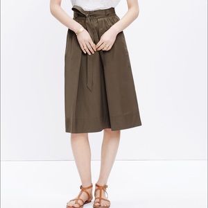 NWTs! Green Madewell Tie-Waist Midi Skirt Size M