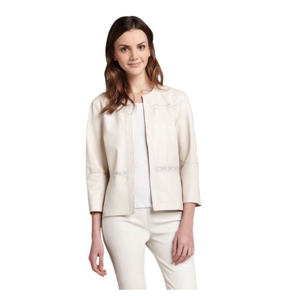 GRAHAM & SPENCER leather x lace jacket NWT - Picture 1 of 4