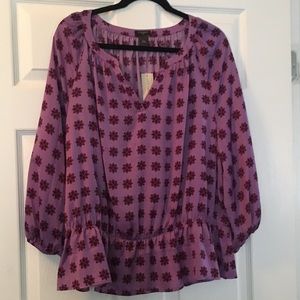 Ann Taylor Gorgeous Purple Patterned Blouse.