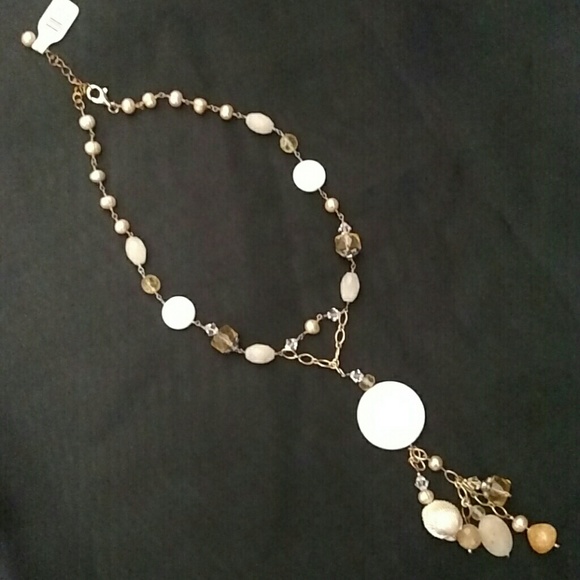 NWT 925 GF Ivory & Gold Semi-precious Necklace