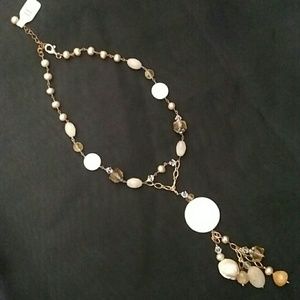 NWT 925 GF Ivory & Gold Semi-precious Necklace