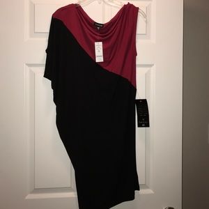 bebe colorblock drape mini dress