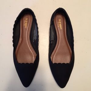 Scalloped Black Flats