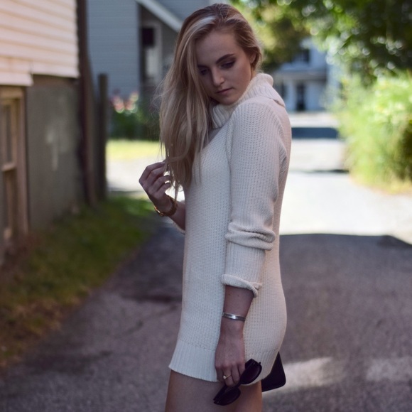 Turtle Neck Knit Sweater Dress - Picture 1 of 3