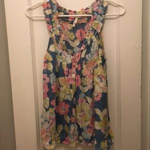 Anthropologie floral printed silk tank