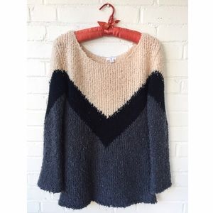 Bouclé Knitted Chevron Sweater by BP. size XS