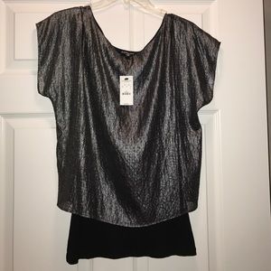 Express metallic gunmetal blouse.