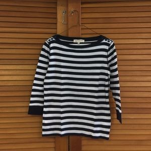 B/W Striped Jones NY knit blouse