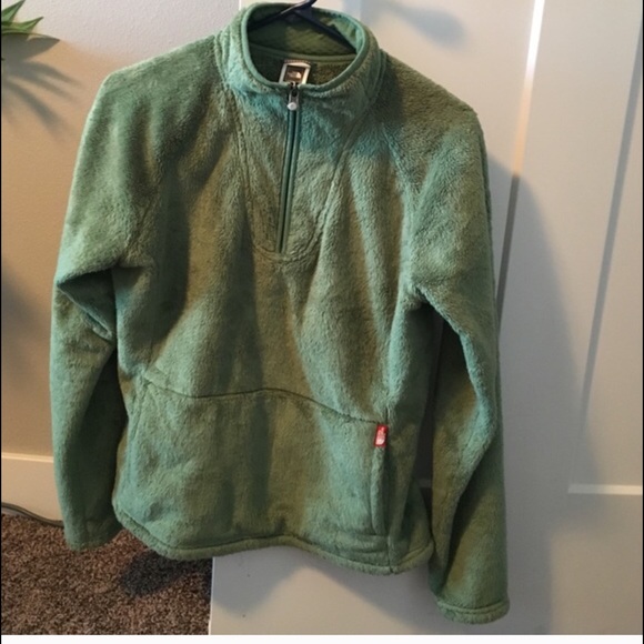 Green North Face quarter-zip