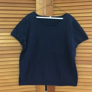 Navy Blue Short Sleeve Knit Top