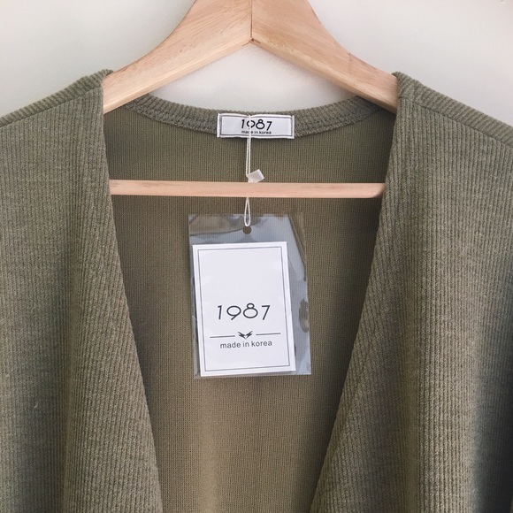 Military green thick cardigan - Picture 3 of 4
