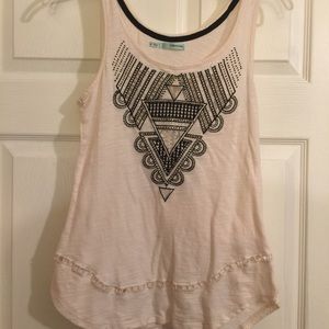 Cream tank with black design